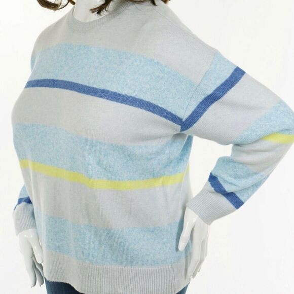 New ELIZABETH & JAMES Women's X-LARGE Drop Shoulder BLUE STRIPE Pullover SWEATER - Picture 1 of 7